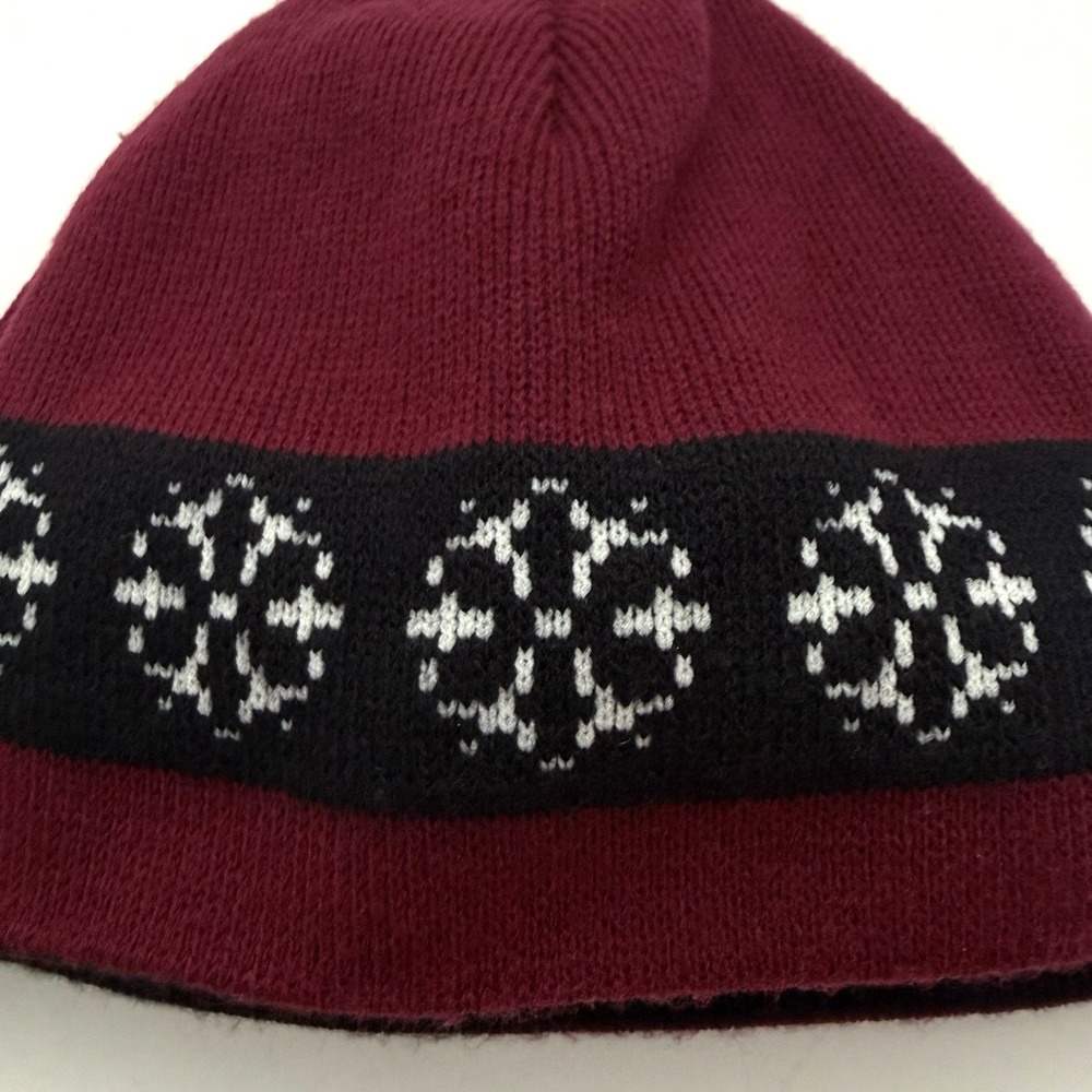 Vtg Dakine Reversible Fair Isle Beanie Cap Ski Hat Toque Knit Red Black Winter - Picture 4 of 7